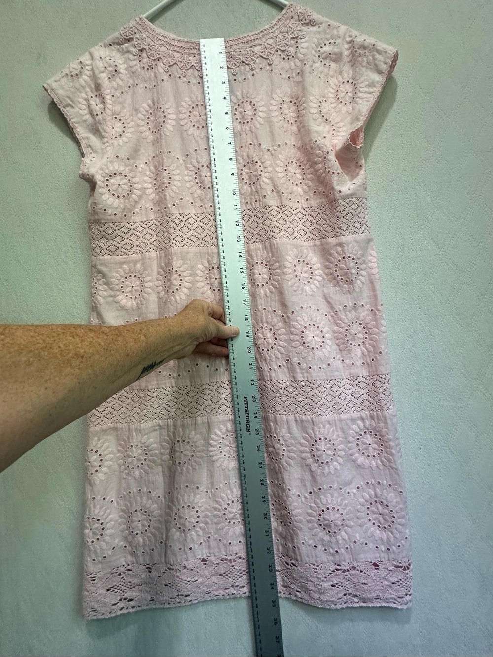Calypso St. Barth Rondinara Pink Eyelet Crochet Tunic Dress - Women Sz M Resort - Picture 13 of 16